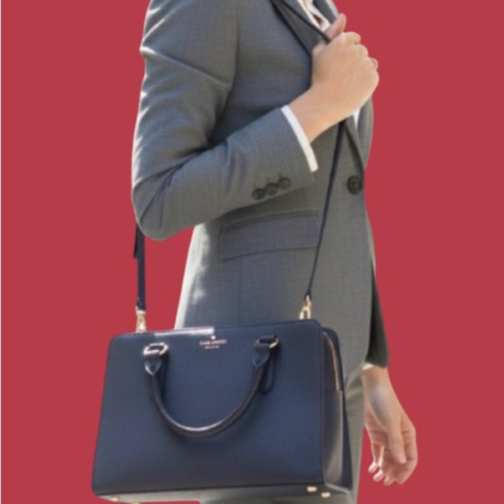 Kate Spade New York Blue Pebbled Leather Satchel Crossbody Bag Like New